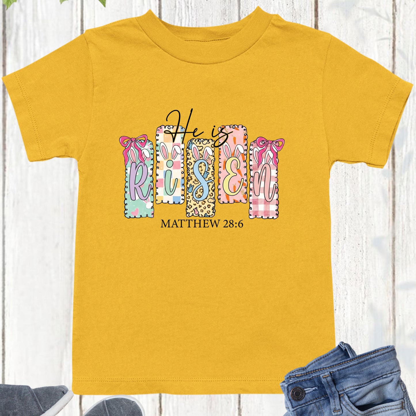 He is Risen Christian Easter Youth T Shirt