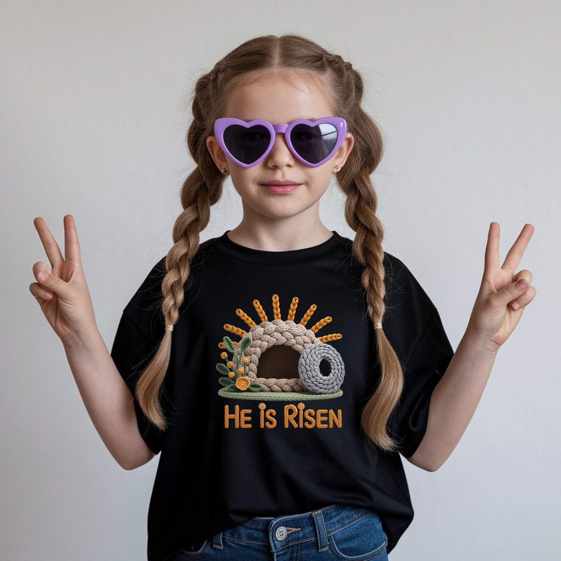 He is Risen Christian Faux Yarn Youth T Shirt