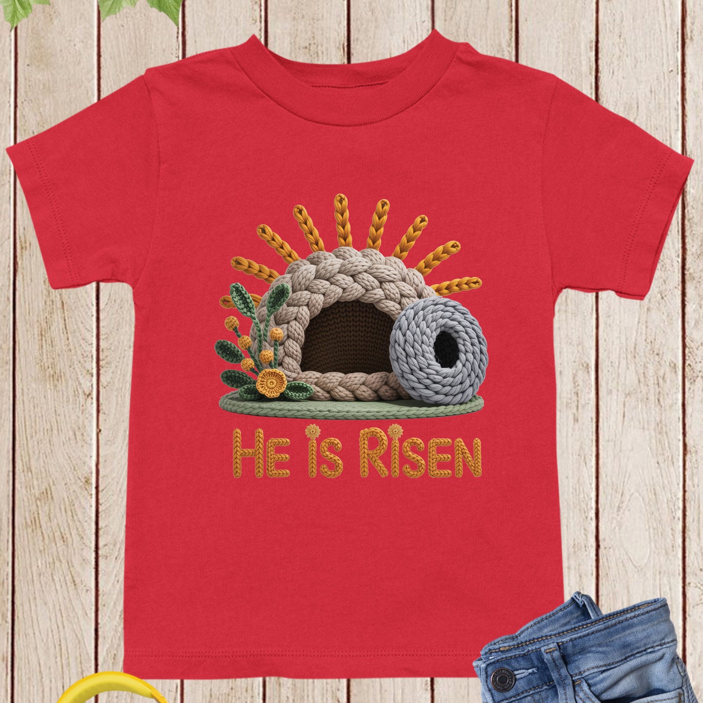 He is Risen Christian Faux Yarn Youth T Shirt