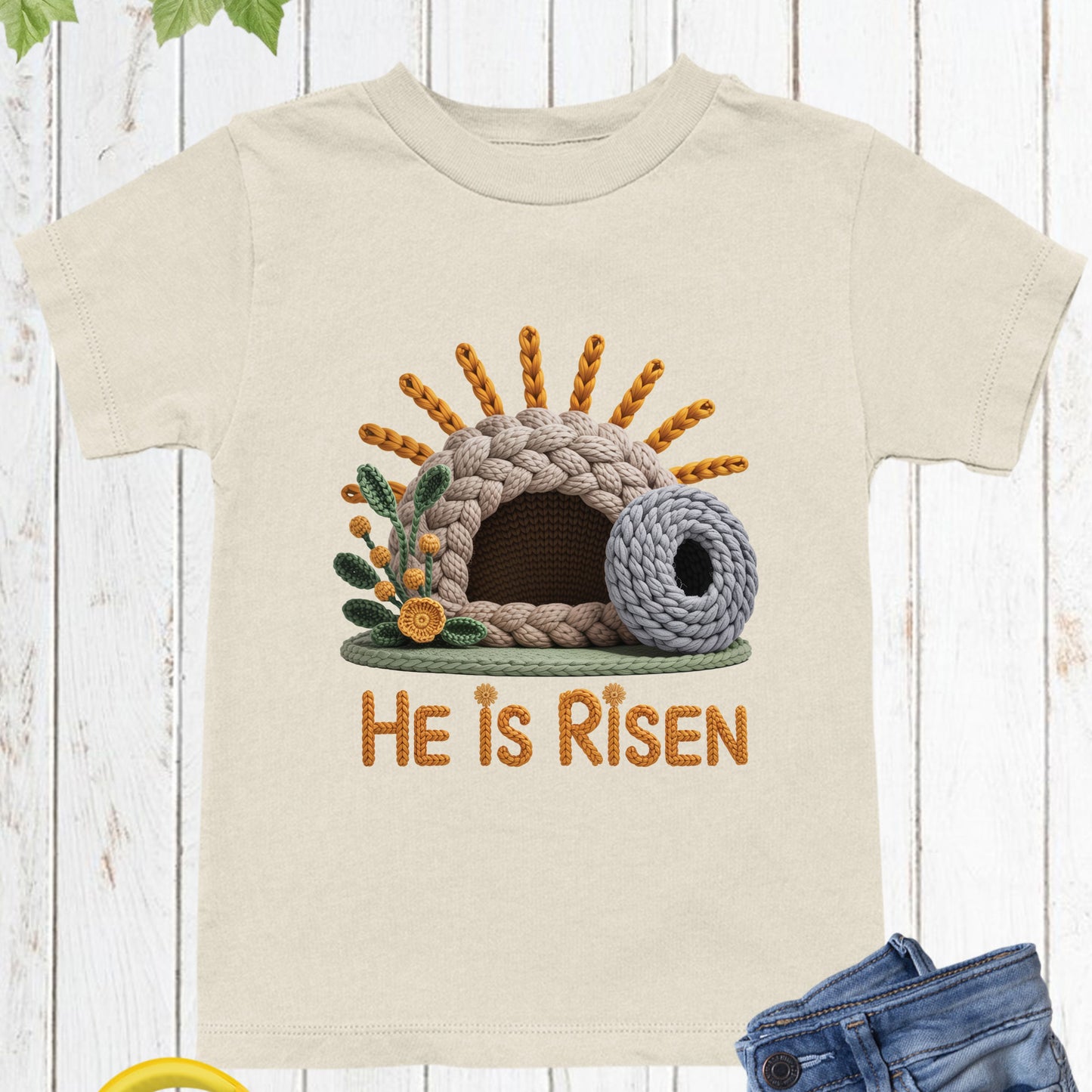 He is Risen Christian Faux Yarn Youth T Shirt