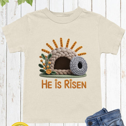 He is Risen Christian Faux Yarn Youth T Shirt