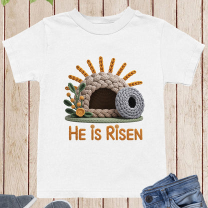 He is Risen Christian Faux Yarn Youth T Shirt