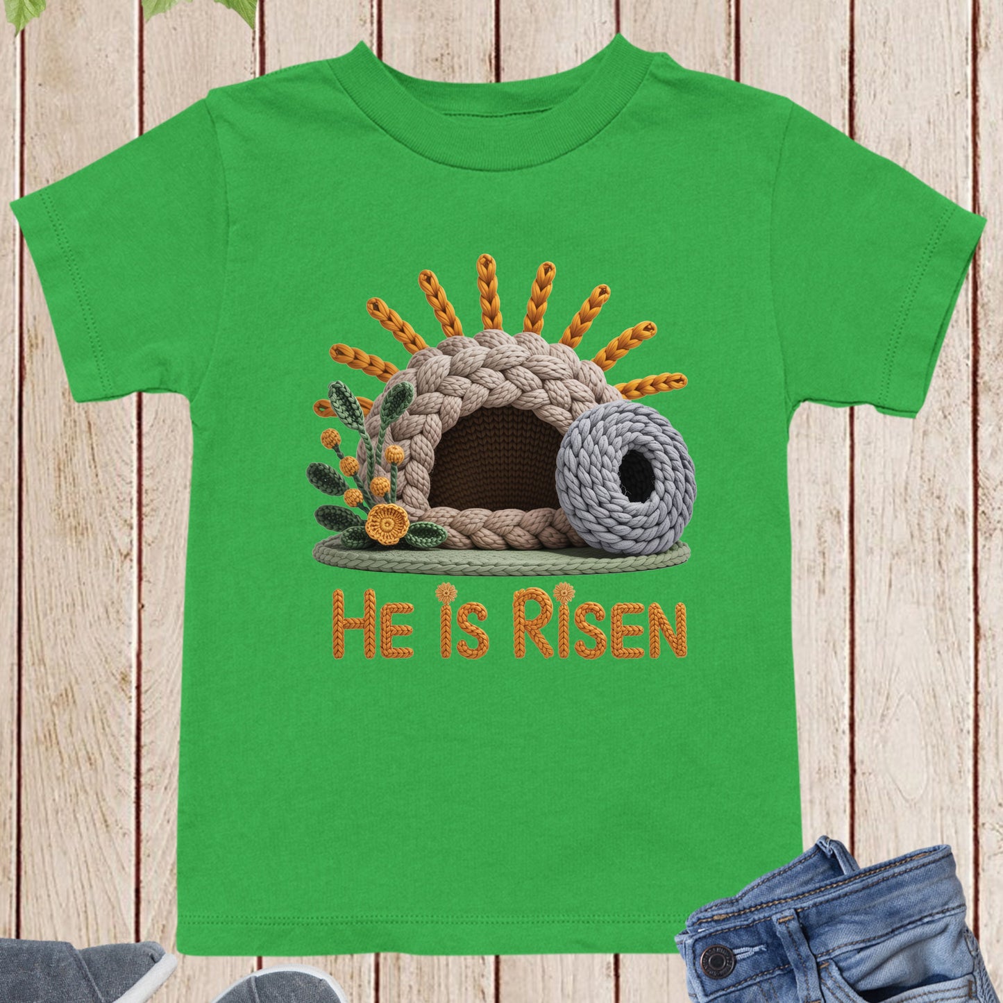 He is Risen Christian Faux Yarn Youth T Shirt