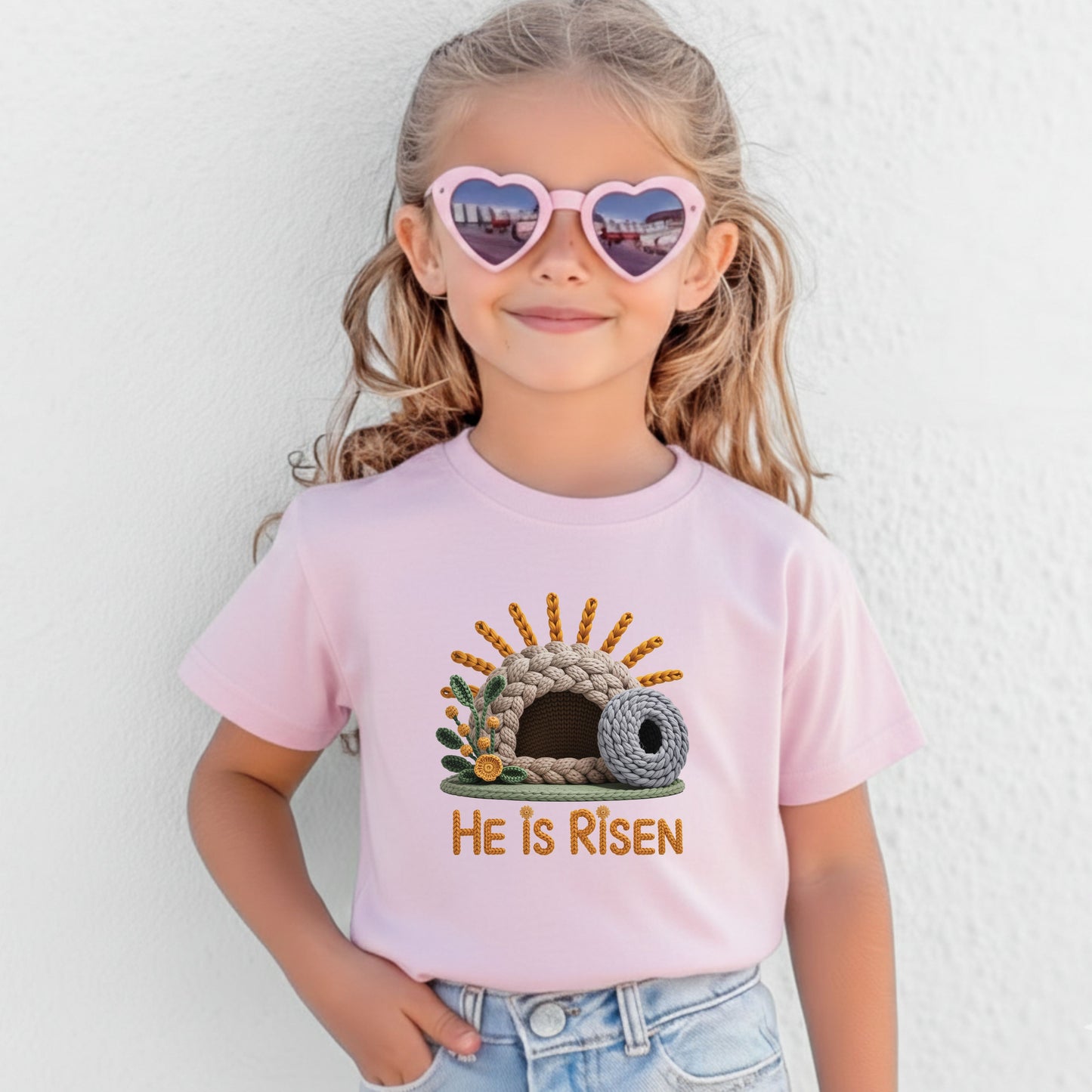 He is Risen Christian Faux Yarn Youth T Shirt