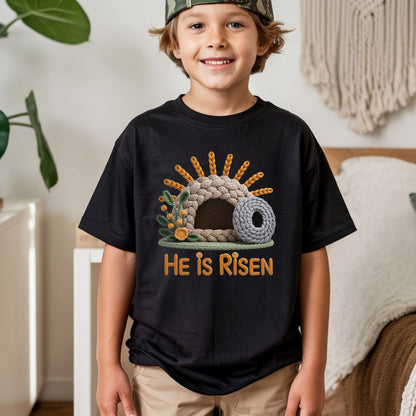 He is Risen Christian Faux Yarn Youth T Shirt