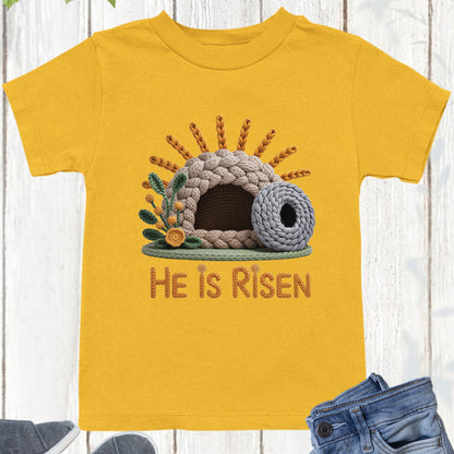 He is Risen Christian Faux Yarn Youth T Shirt