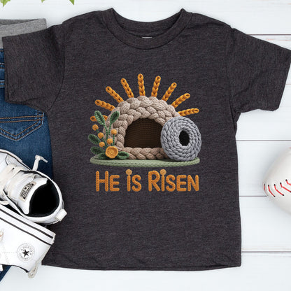 He is Risen Christian Faux Yarn Youth T Shirt