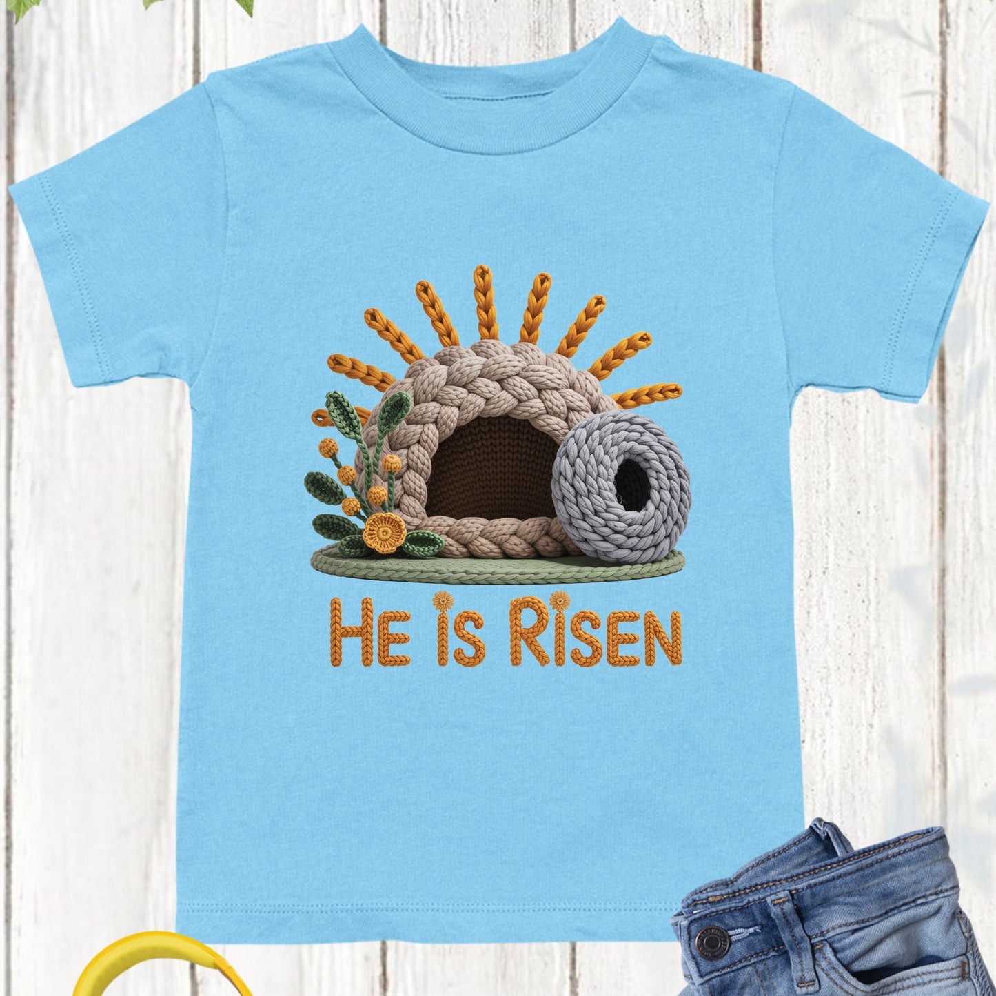 He is Risen Christian Faux Yarn Youth T Shirt