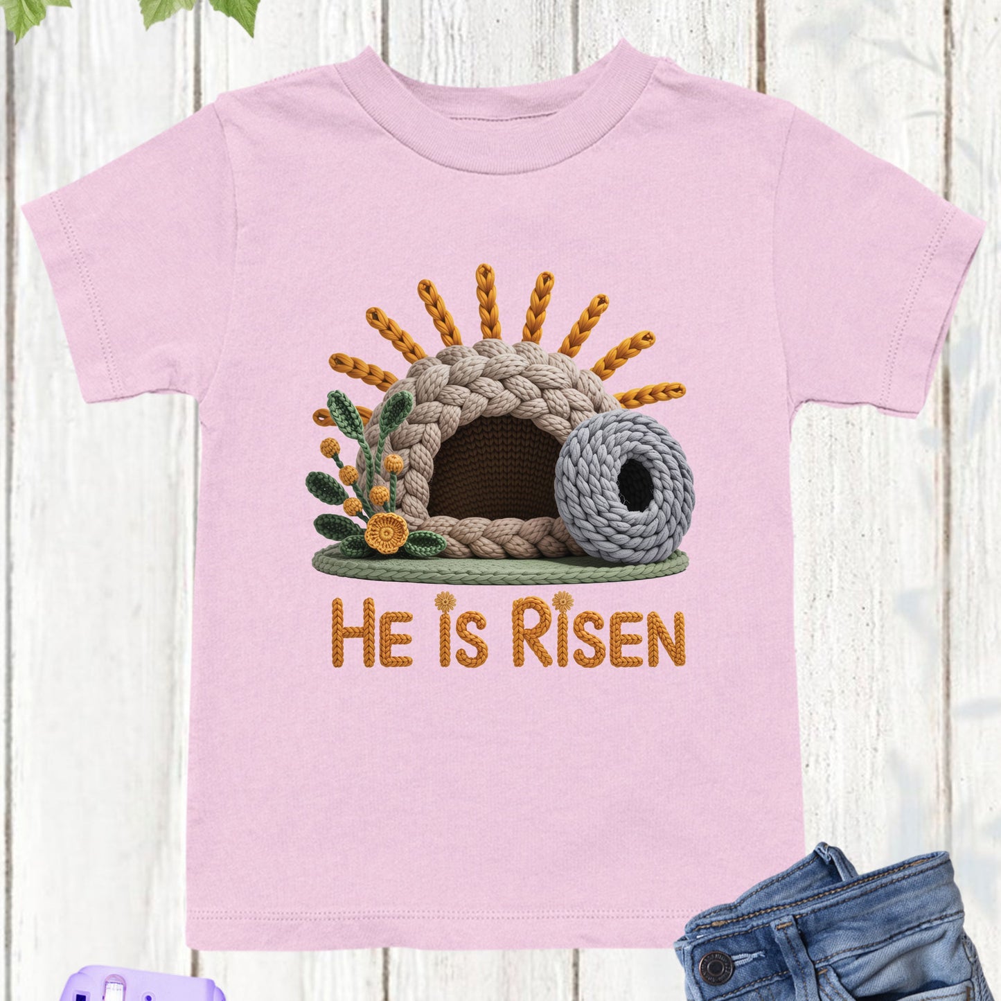 He is Risen Christian Faux Yarn Youth T Shirt