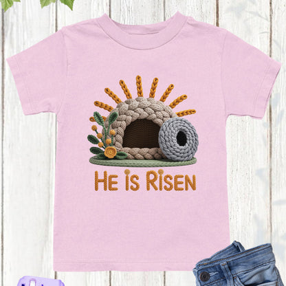 He is Risen Christian Faux Yarn Youth T Shirt