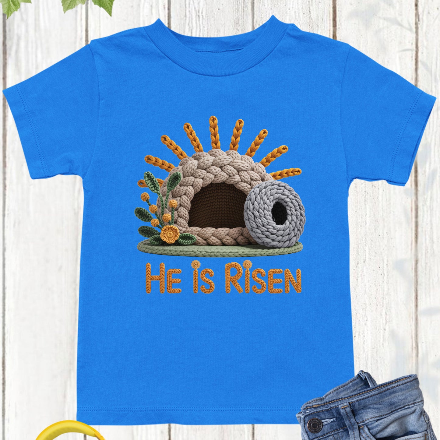 He is Risen Christian Faux Yarn Youth T Shirt