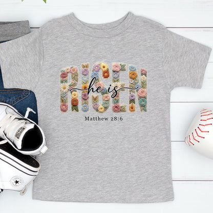 He is Risen Christian Floral Faux Yarn Kids T Shirt