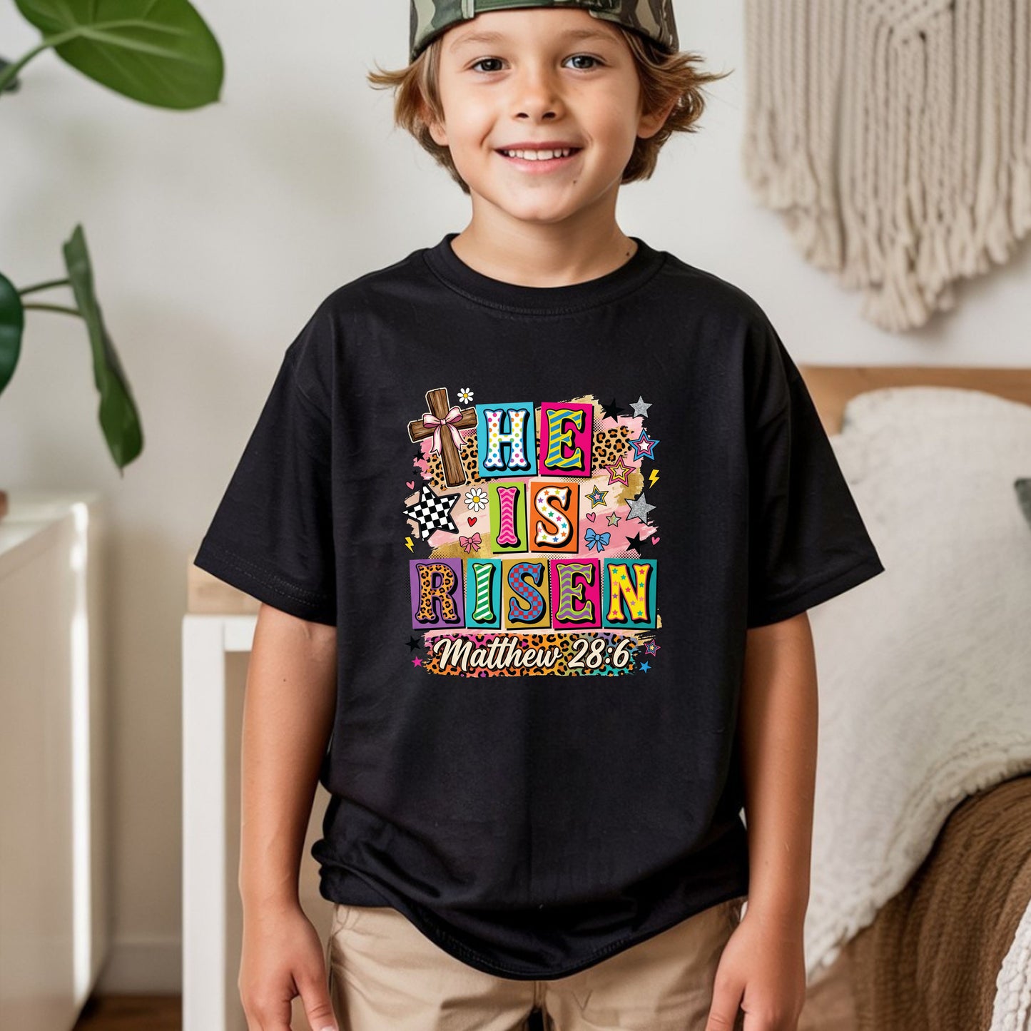 He is Risen Easter Girly Coquette Youth T Shirt