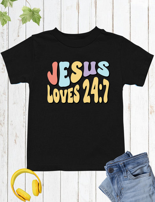Jesus Loves 24:7 Faith Youth Shirt
