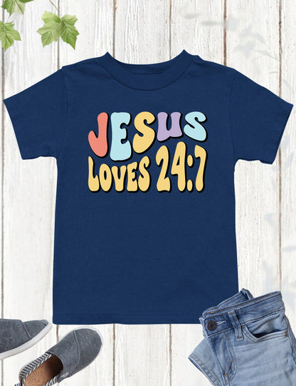 Jesus Loves 24:7 Faith Youth Shirt
