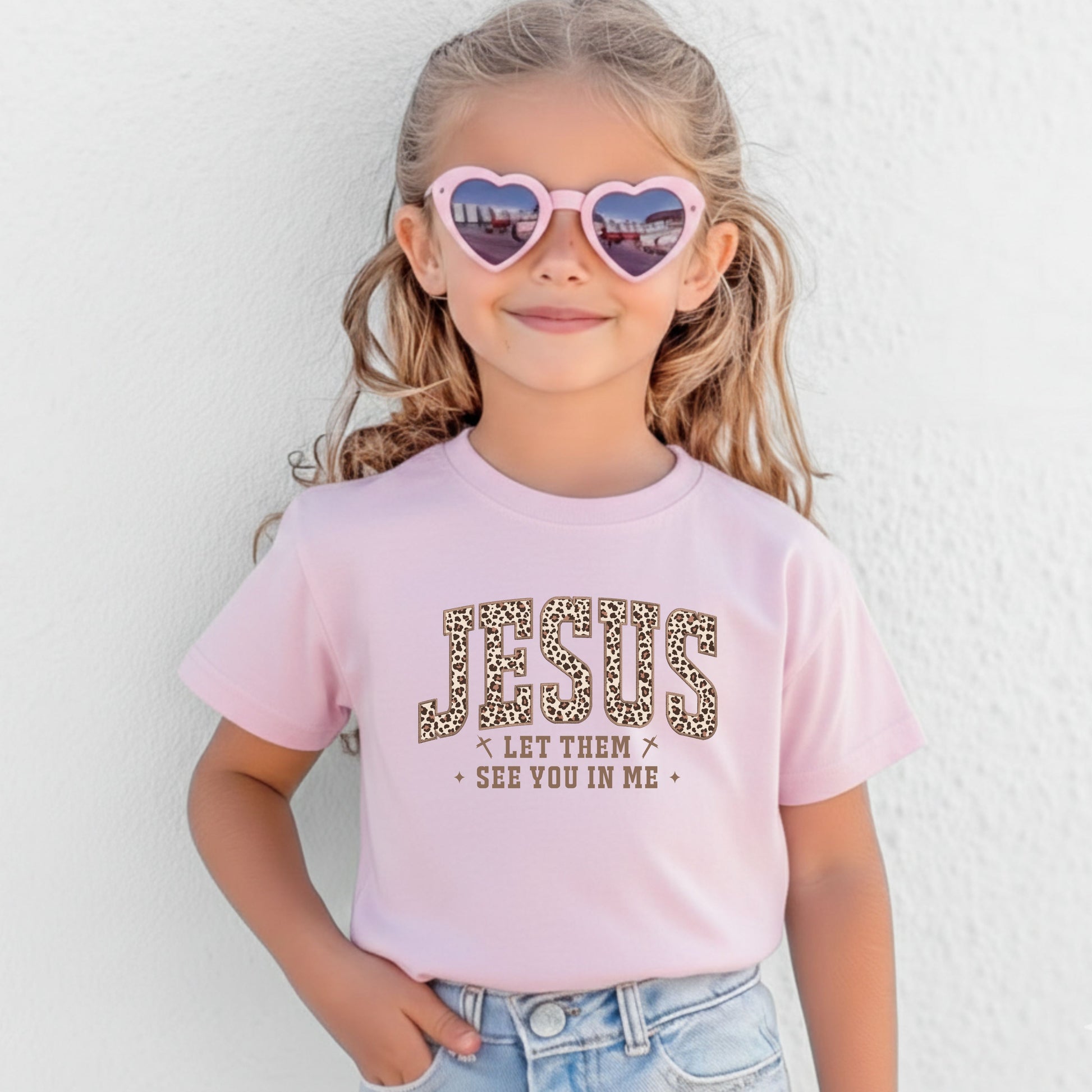 Jesus Leopard Print Kids T Shirt Let Them See you in Me