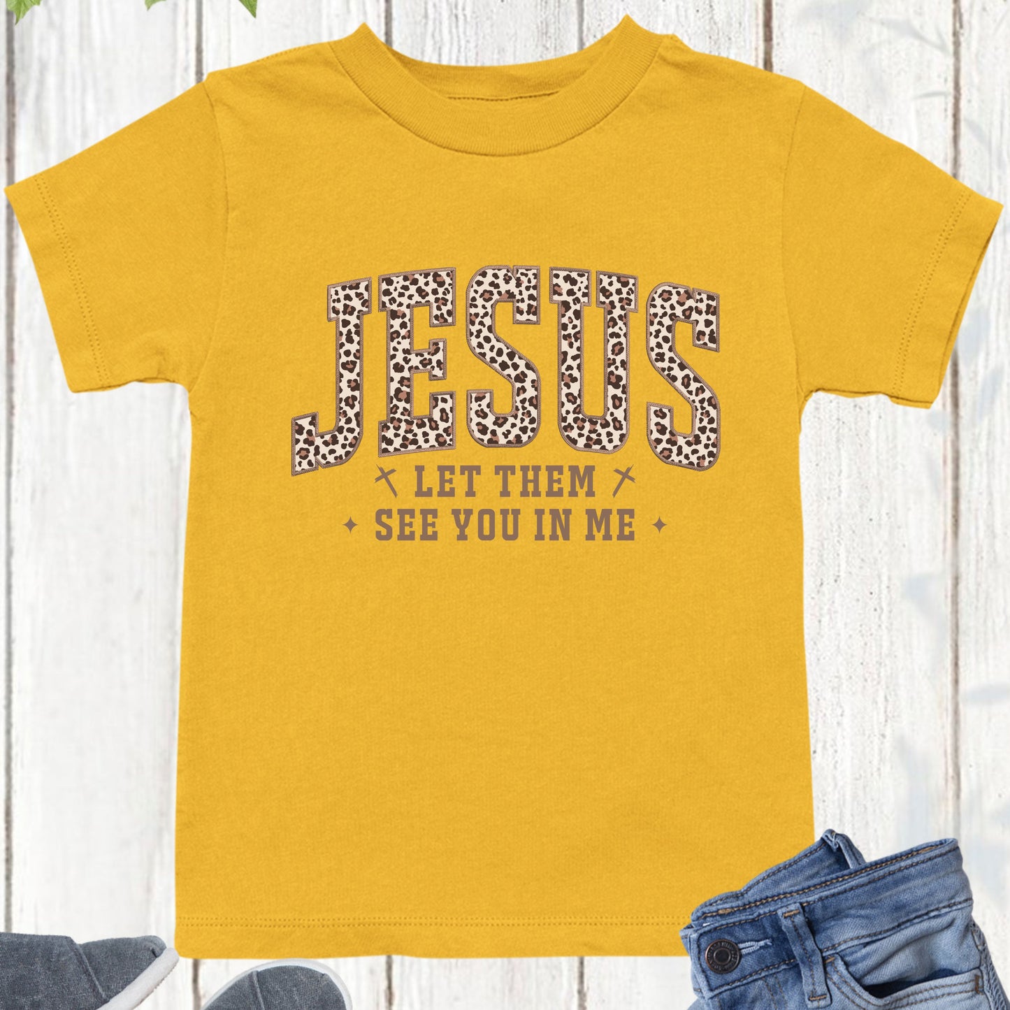 Jesus Leopard Print Kids T Shirt Let Them See you in Me