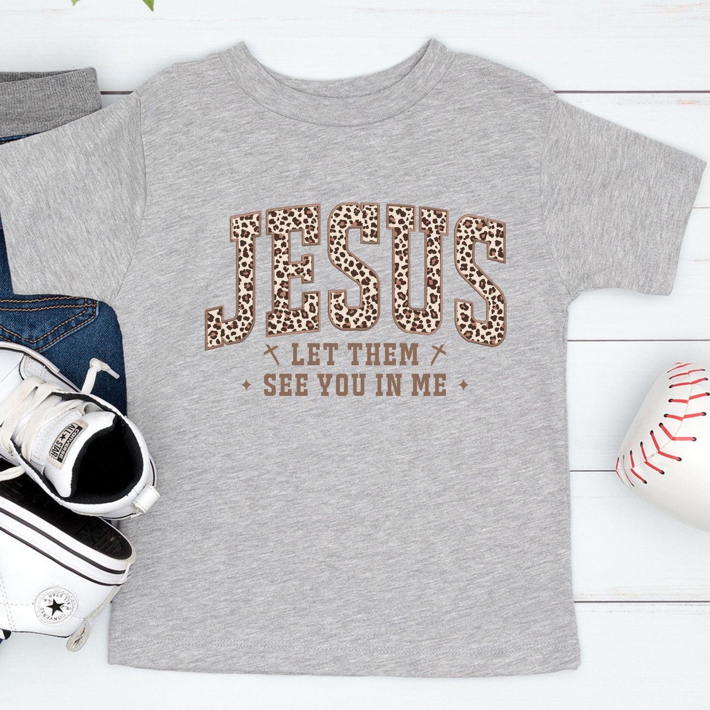 Jesus Leopard Print Kids T Shirt Let Them See you in Me