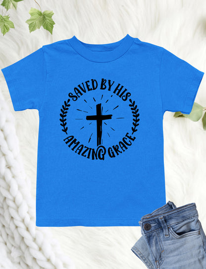 Saved By His Amazing Grace Kids Shirts