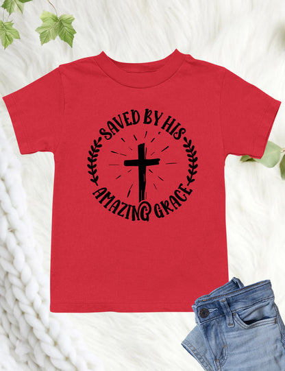 Saved By His Amazing Grace Kids Shirts
