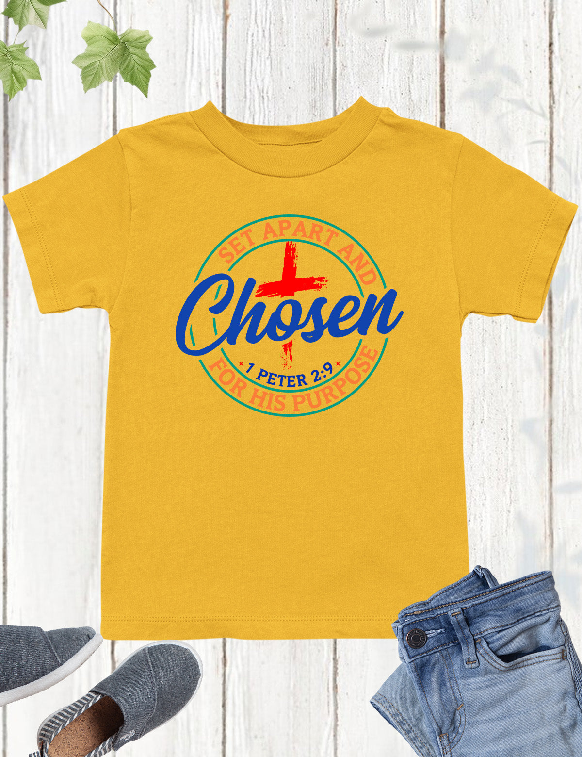 Set Apart & Chosen For His Purpose Bible Verse Kids tees