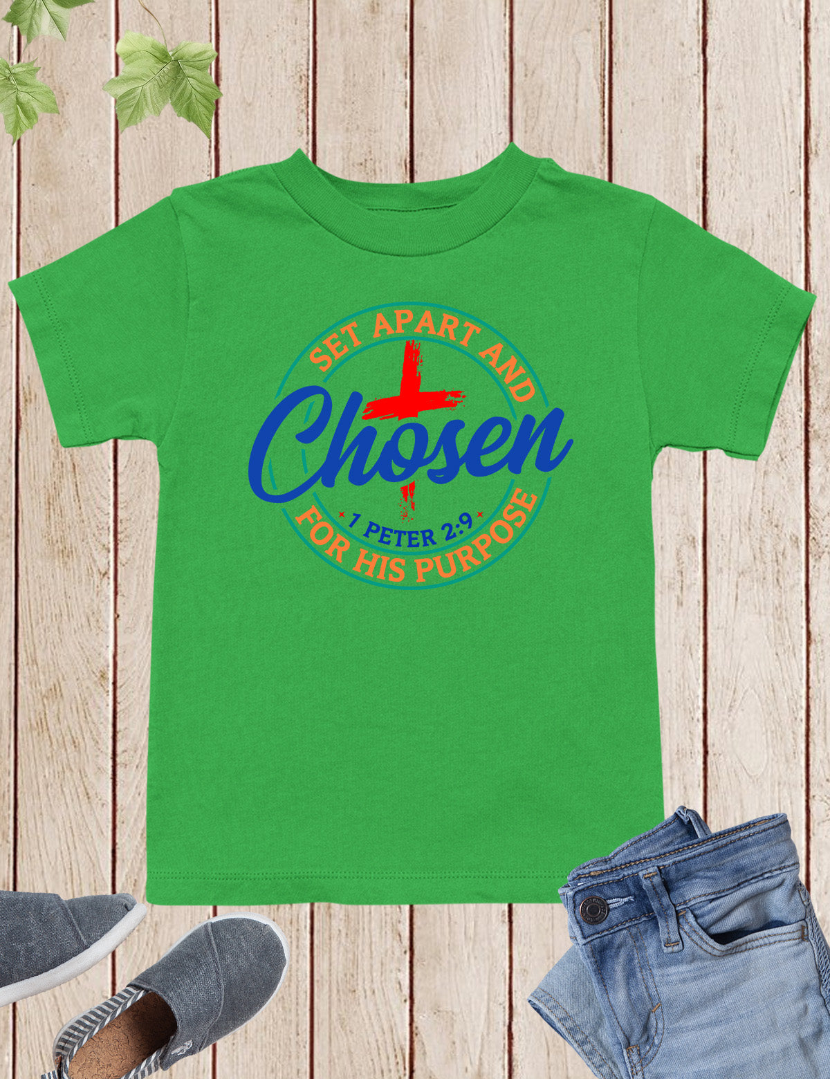 Set Apart & Chosen For His Purpose Bible Verse Kids tees