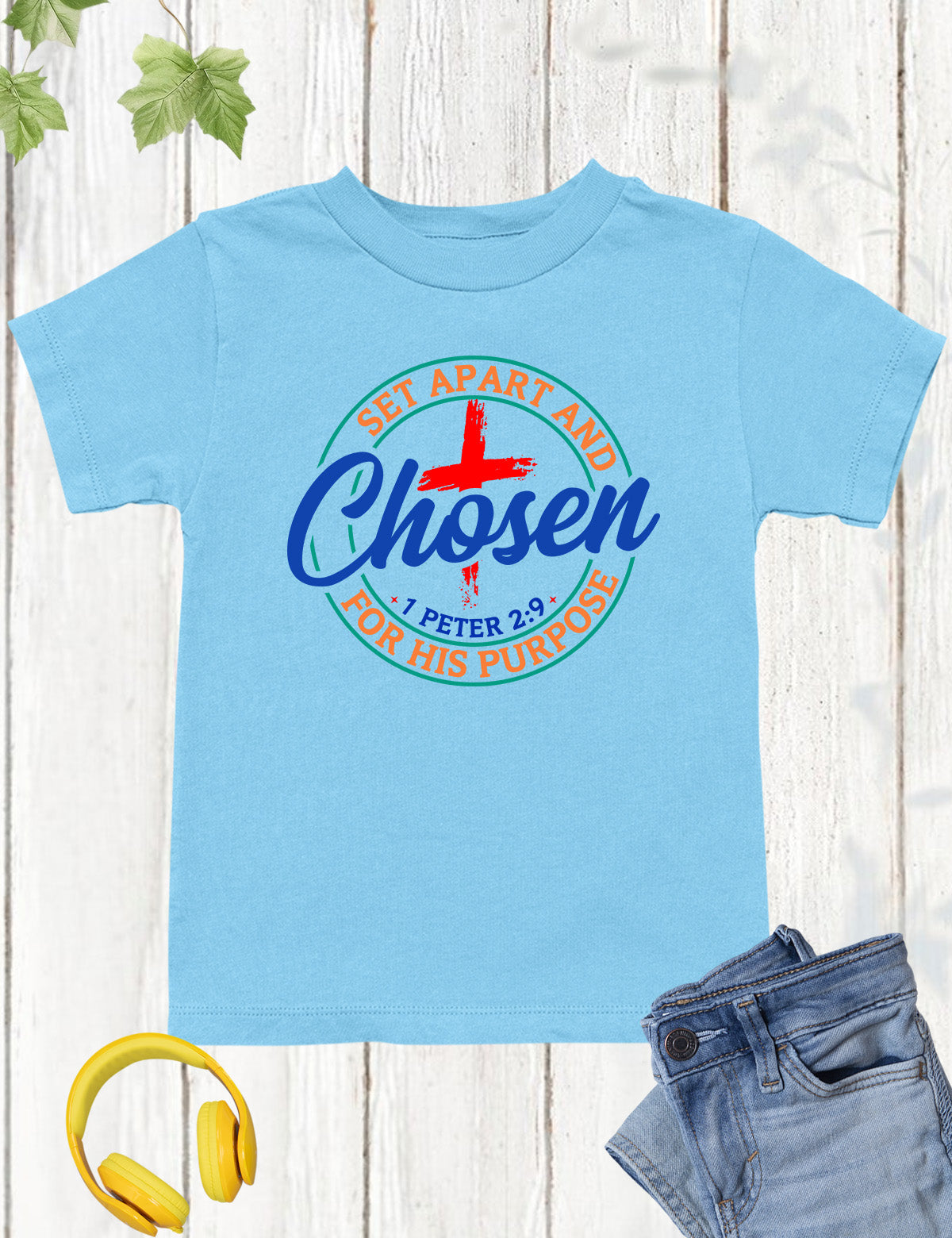 Set Apart & Chosen For His Purpose Bible Verse Kids tees