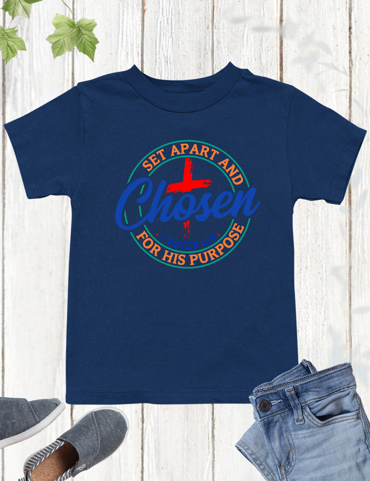 Set Apart & Chosen For His Purpose Bible Verse Kids tees