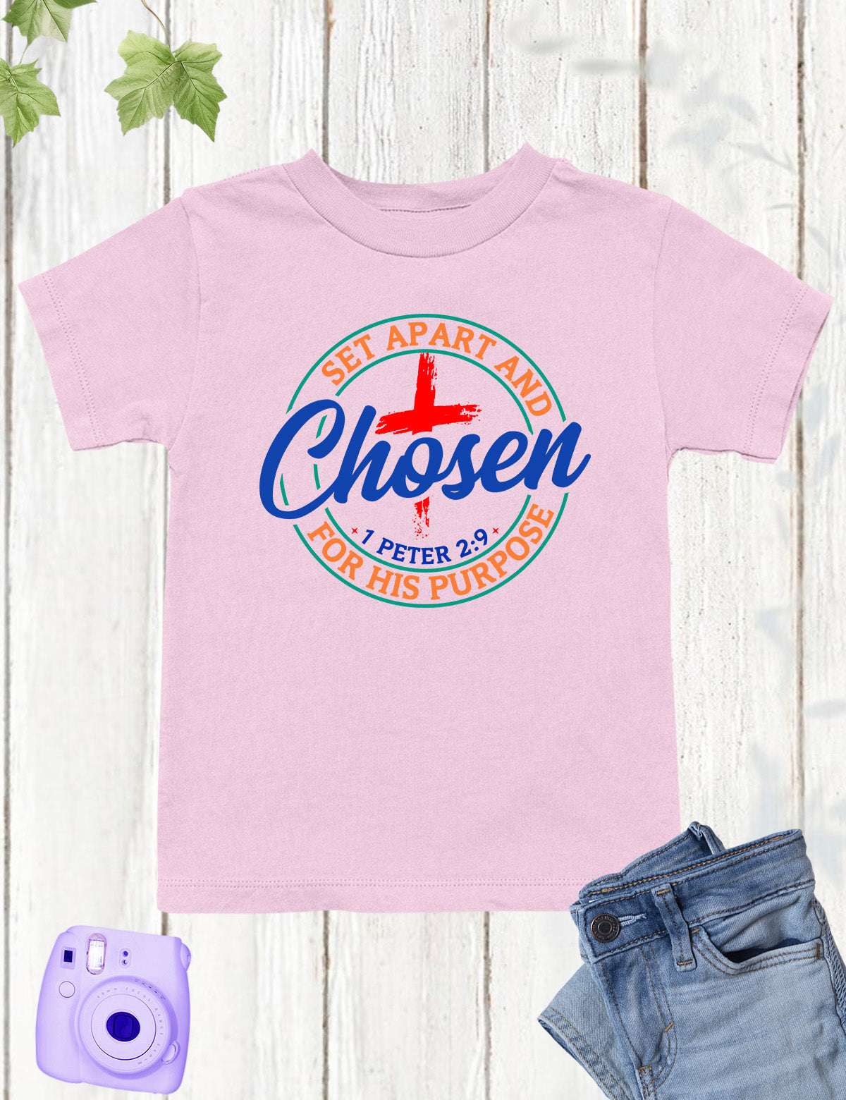 Set Apart & Chosen For His Purpose Bible Verse Kids tees
