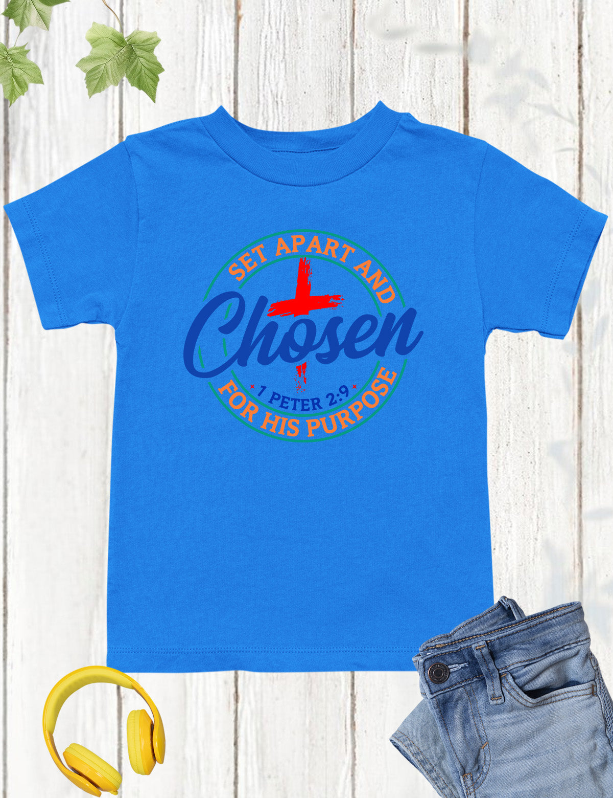 Set Apart & Chosen For His Purpose Bible Verse Kids tees