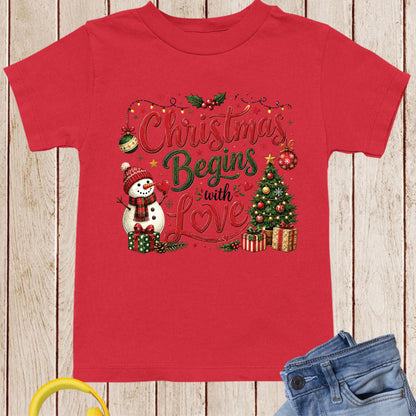 Christian Christmas Begins With Love T Shirts