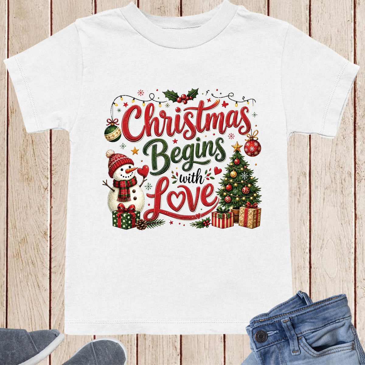 Christian Christmas Begins With Love T Shirts