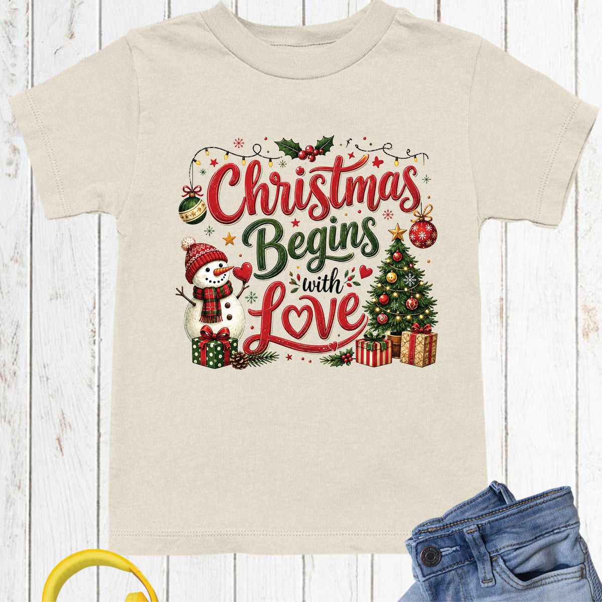 Christian Christmas Begins With Love T Shirts