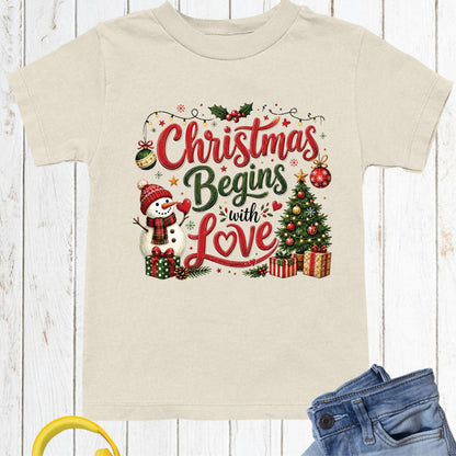 Christian Christmas Begins With Love T Shirts