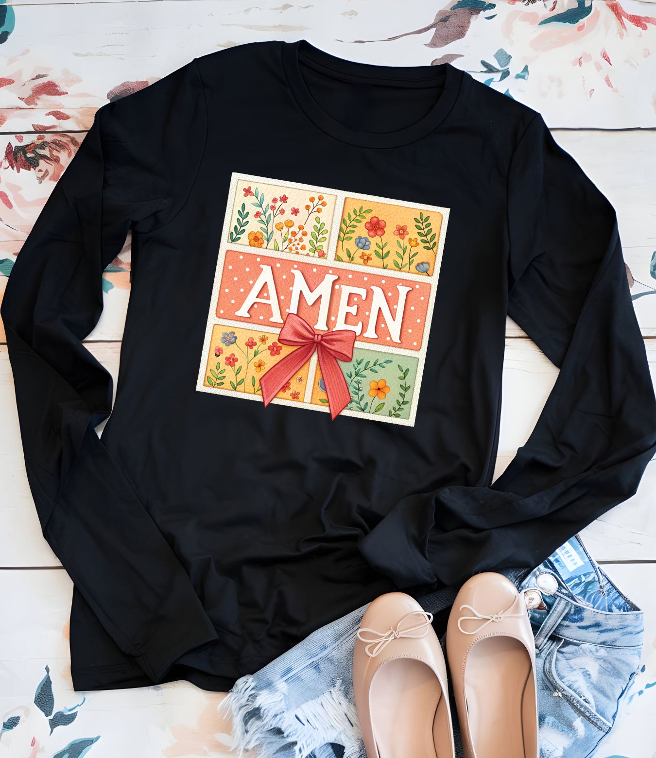 Amen Easter Womens Christian Long Sleeve T Shirts