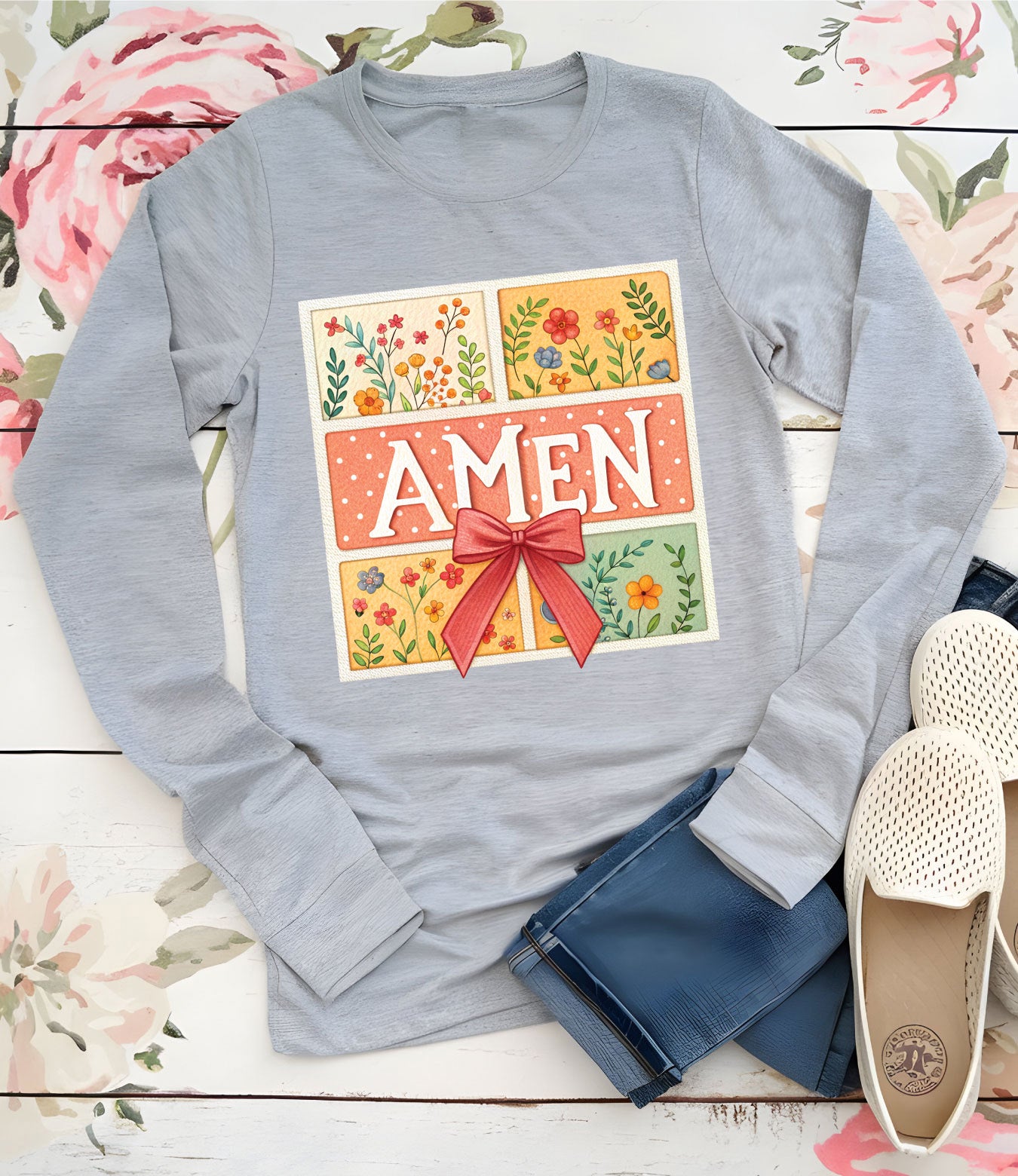 Amen Easter Womens Christian Long Sleeve T Shirts