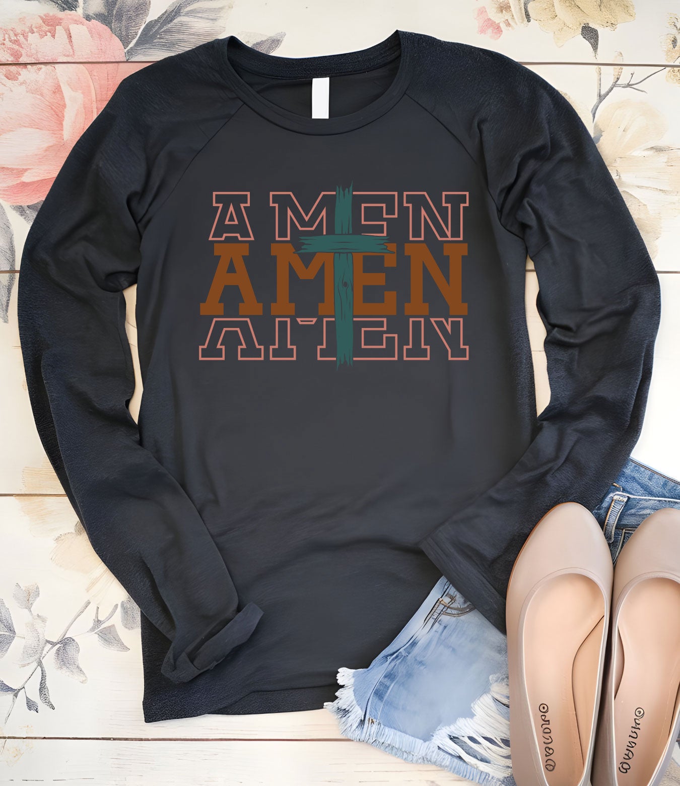 Amen Retro Religious Long Sleeve T Shirts