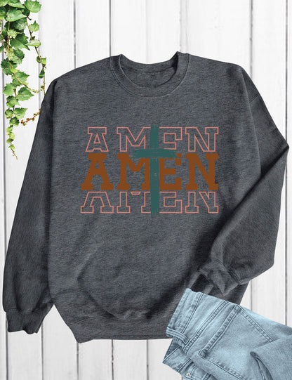Amen Retro Religious Long Sleeve T Shirts