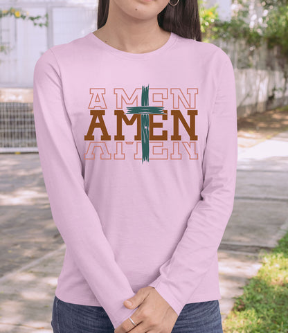 Amen Retro Religious Long Sleeve T Shirts