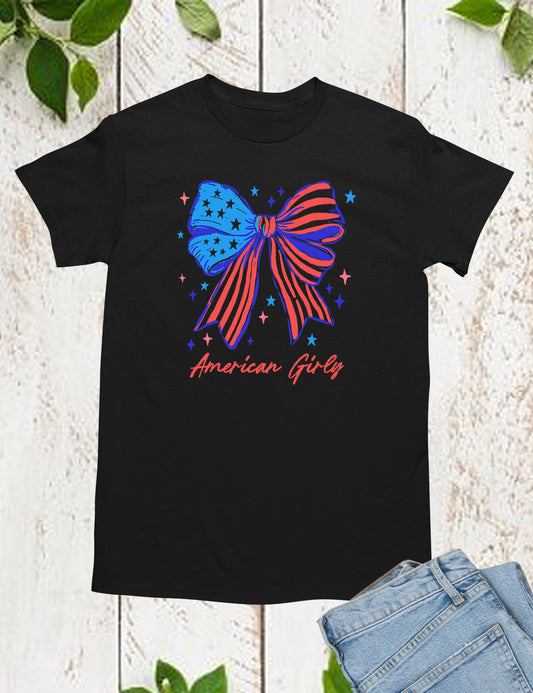 American Girly Coquette 4th of July Kids Shirt