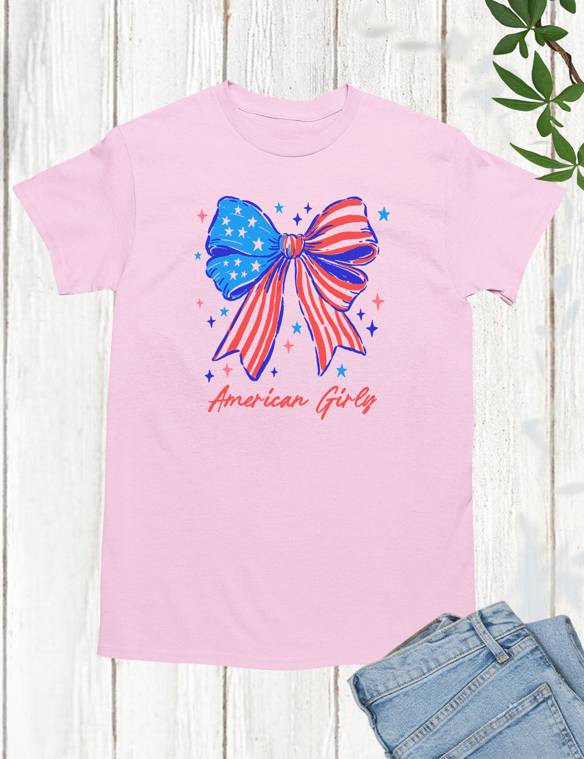 American Girly Coquette 4th of July Kids Shirt