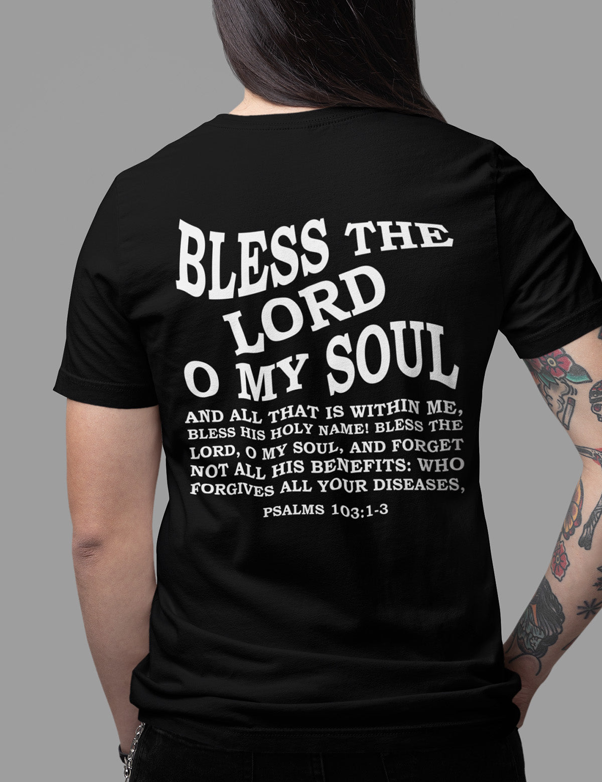 Bless the Lord Back Print Bible Verse T shirt