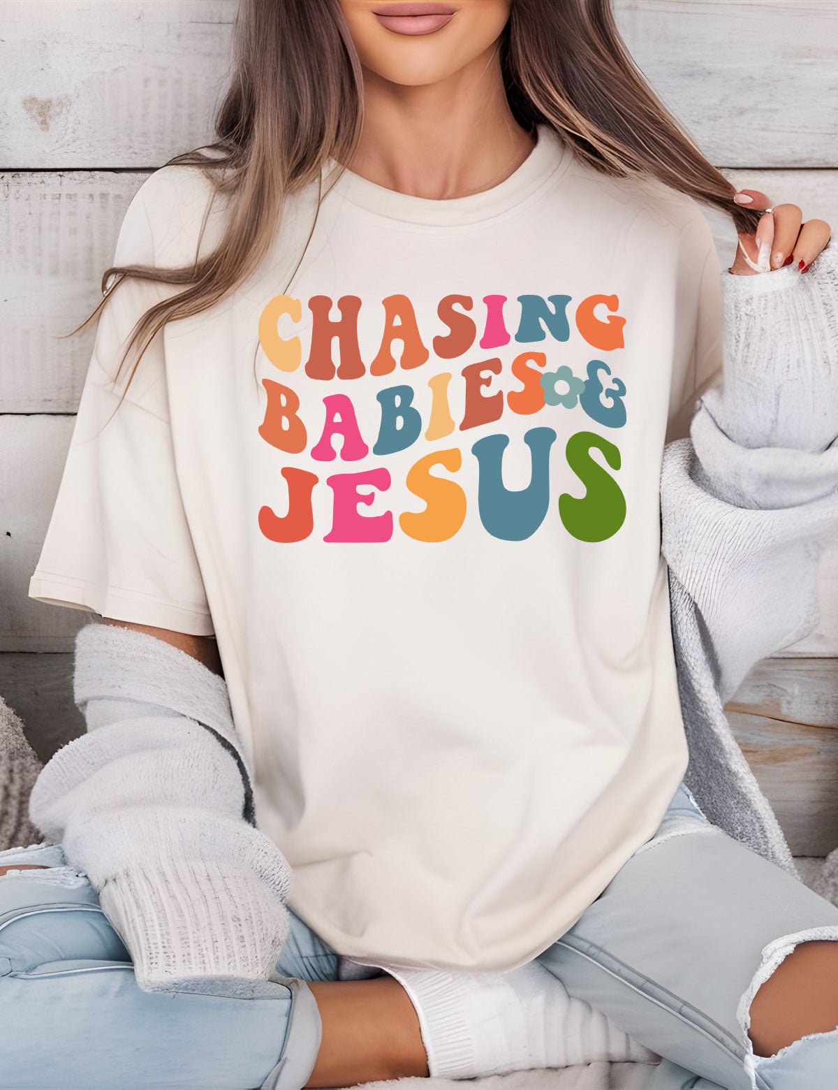 Chasing Babies and Jesus Funny Christian Mom Shirt