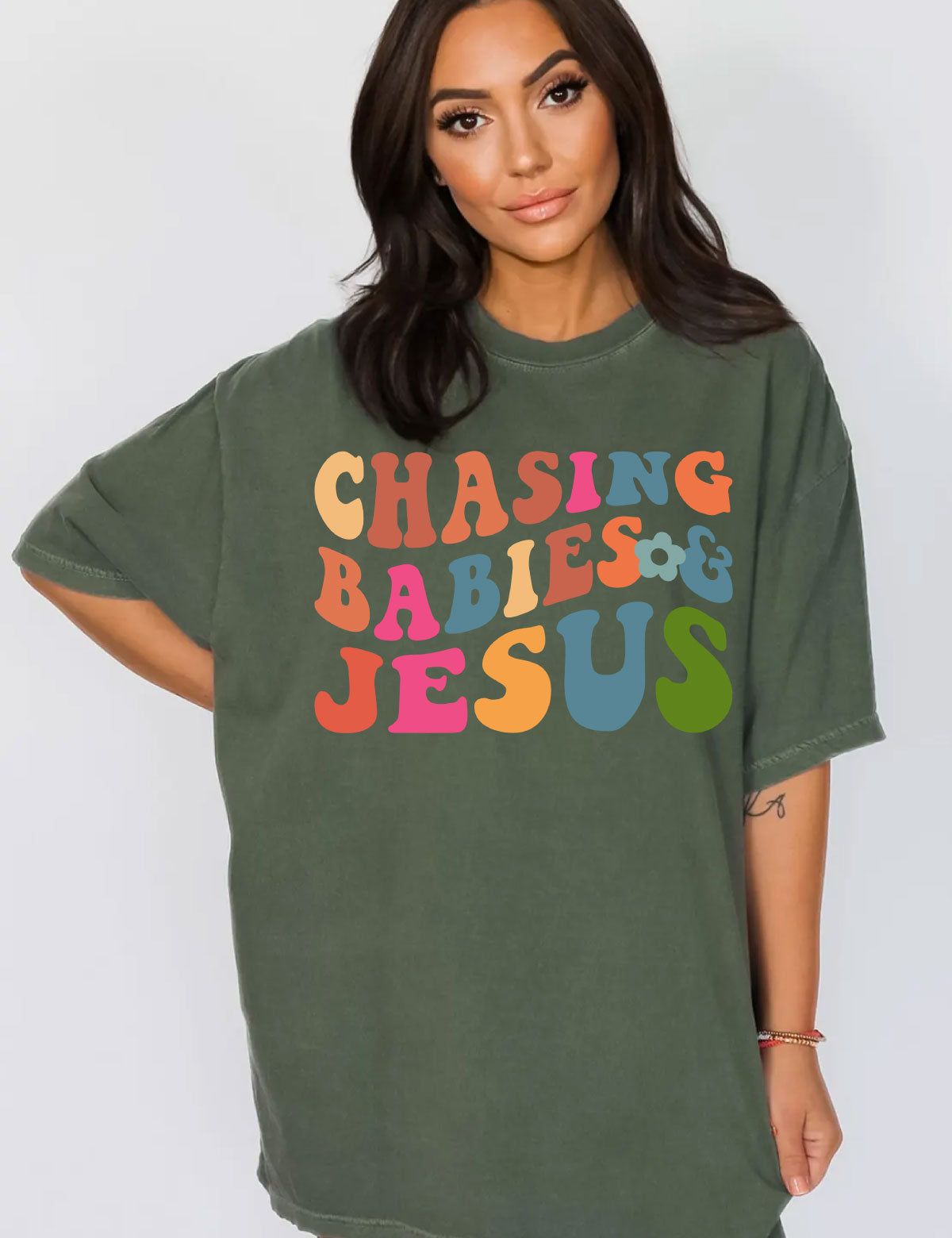Chasing Babies and Jesus Funny Christian Mom Shirt