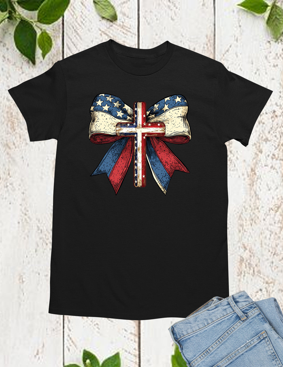 Christian Cross Coquette Bow American Shirt