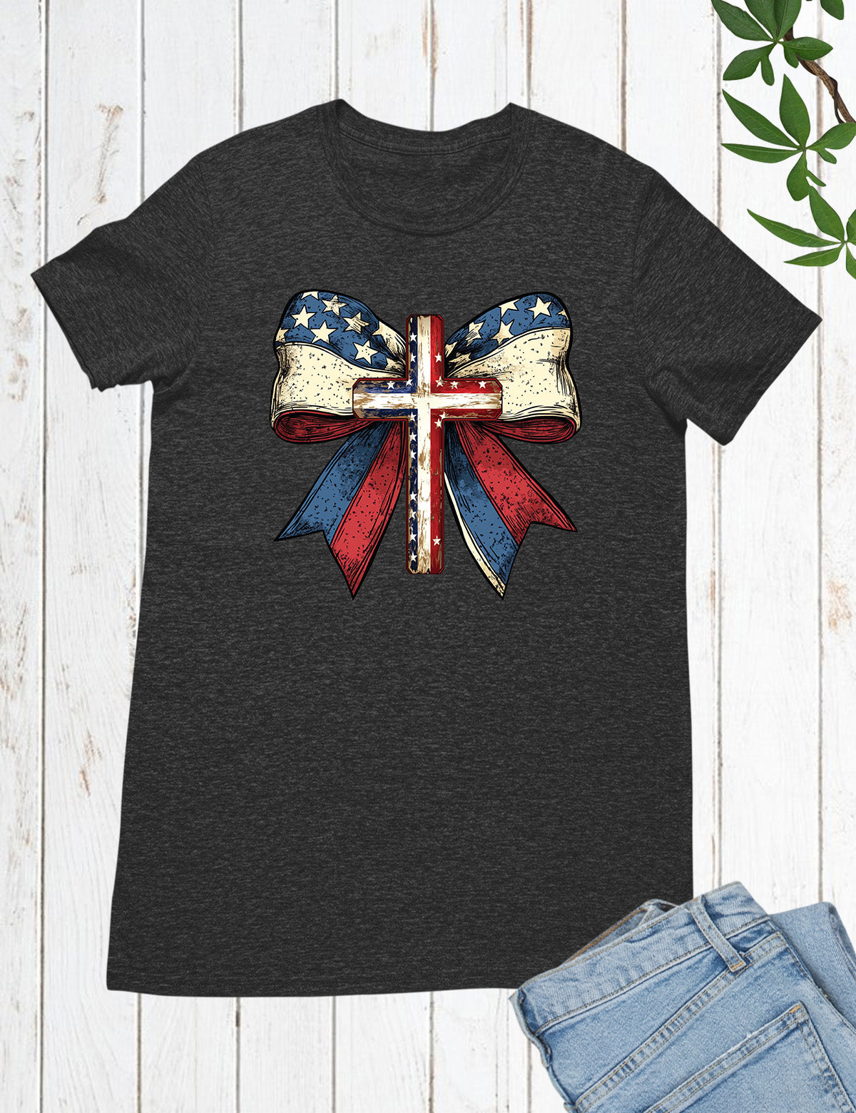 Christian Cross Coquette Bow American Shirt