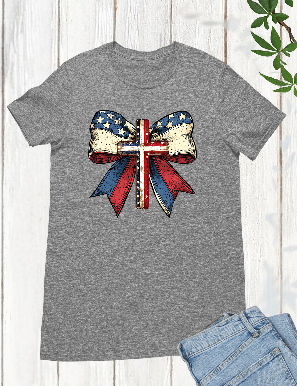 Christian Cross Coquette Bow American Shirt