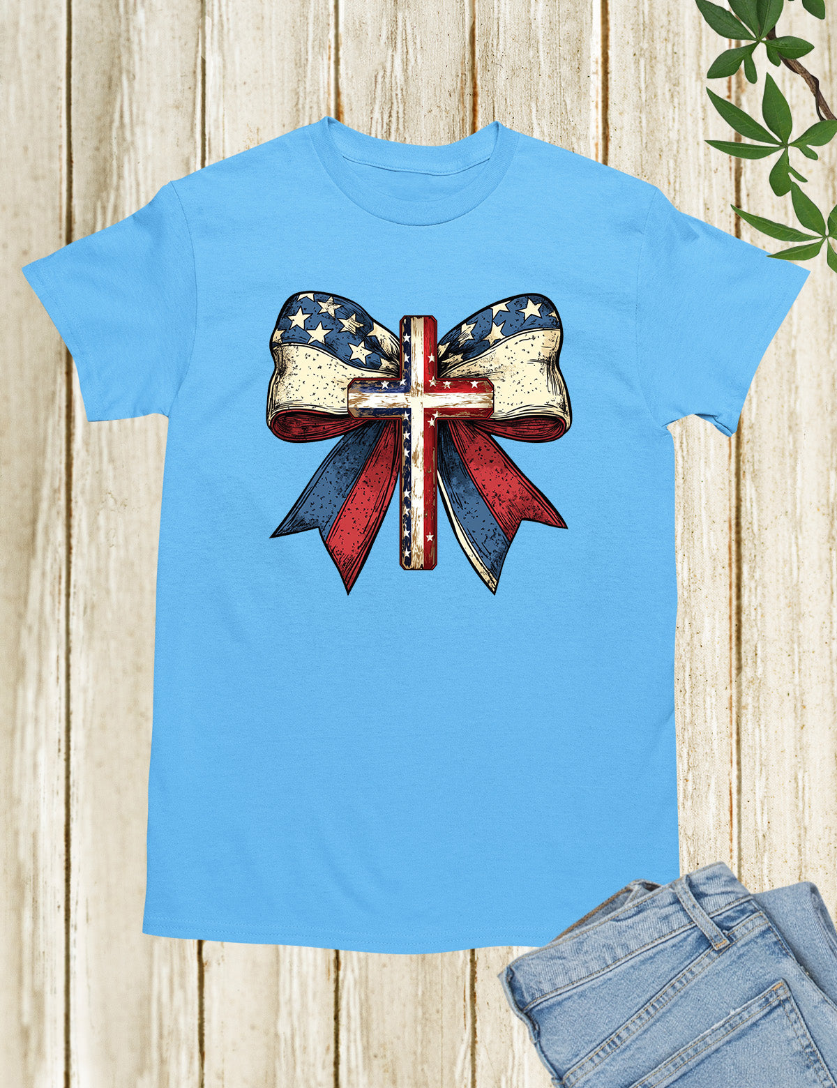 Christian Cross Coquette Bow American Shirt