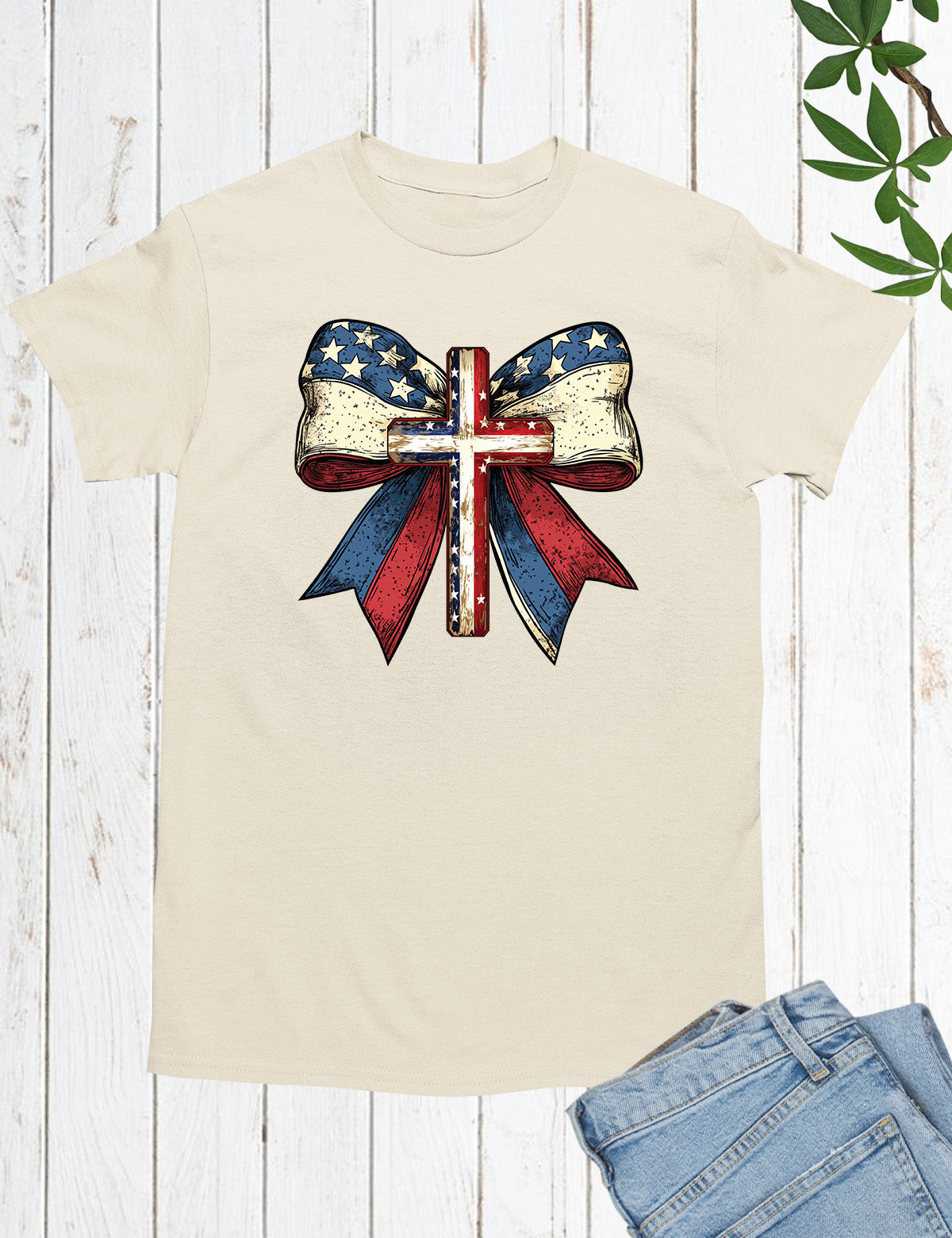 Christian Cross Coquette Bow American Shirt