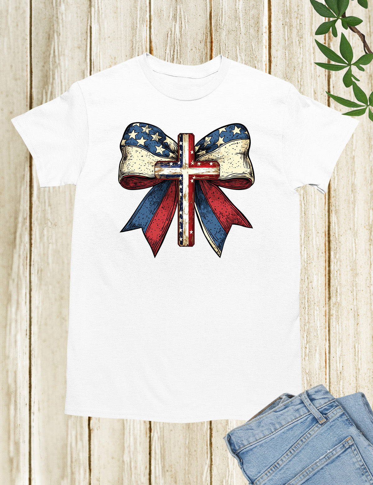 Christian Cross Coquette Bow American Shirt